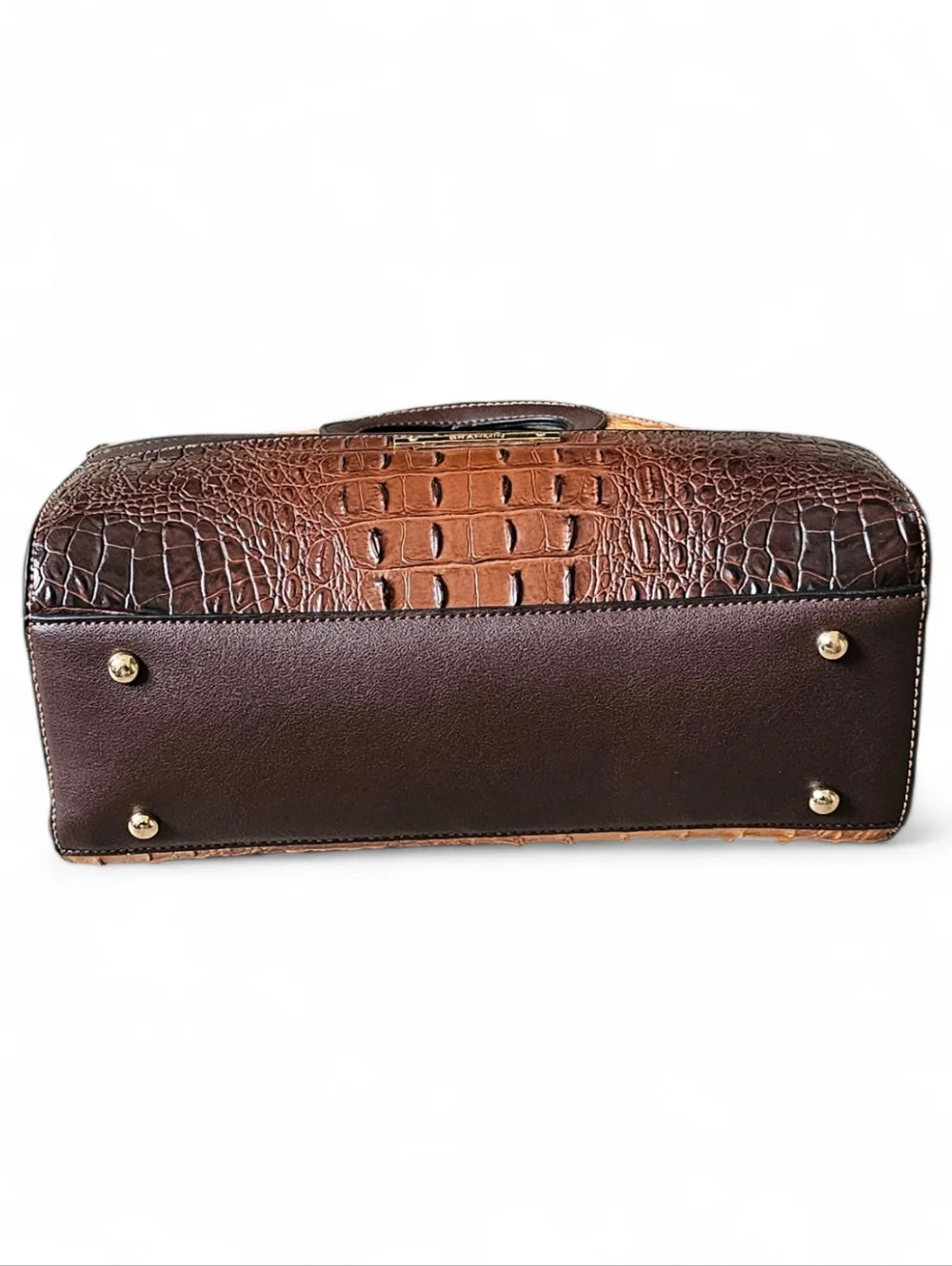 Brahmin Two-Tone Brown & Tan Croc-Embossed Top-Handle Bag - Picture 12 of 12